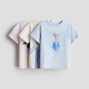 H&M Kids Frozen Elsa Short Sleeve Tees - Pink, Cream, Blue